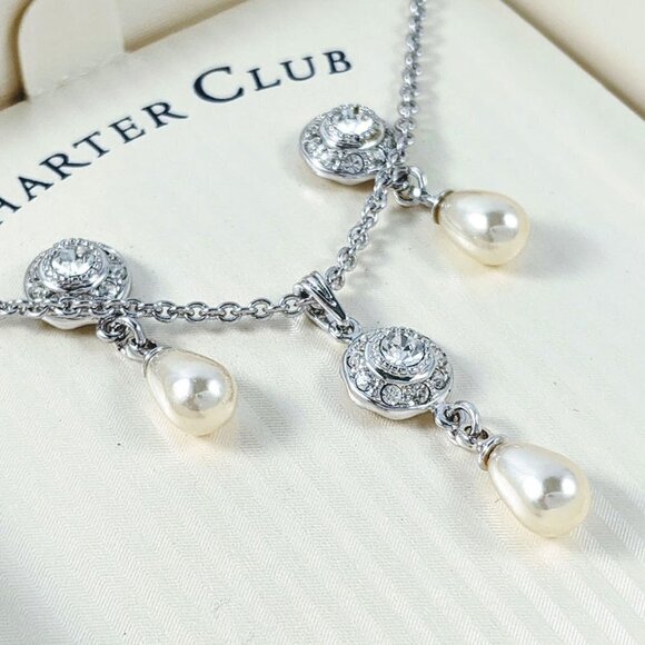 Charter Club Faux Pearl Earrings & Necklace - Picture 5 of 7